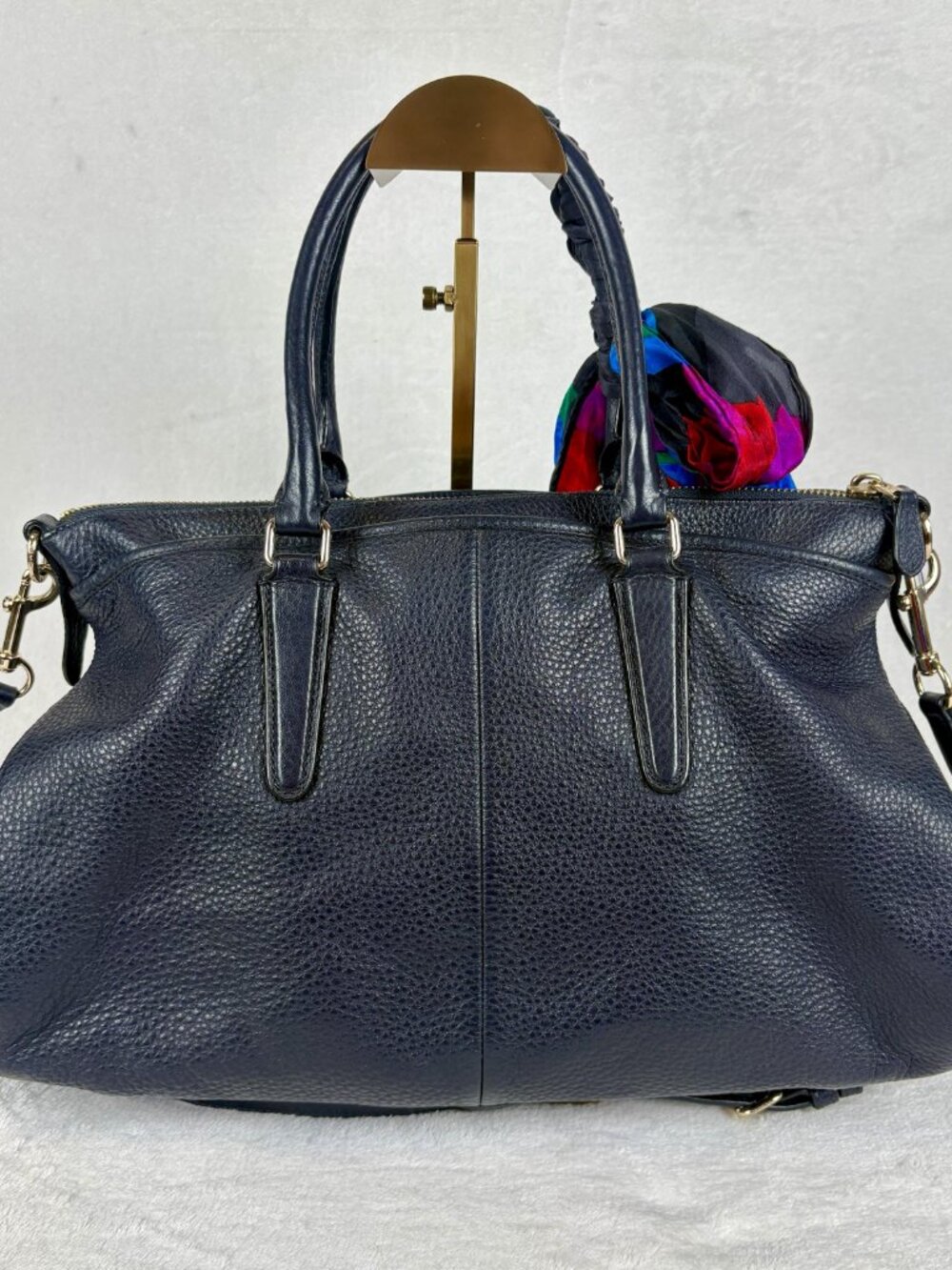 Coach Morgan Satchel in Midnight Navy Blue with Scarf - Picture 4 of 16